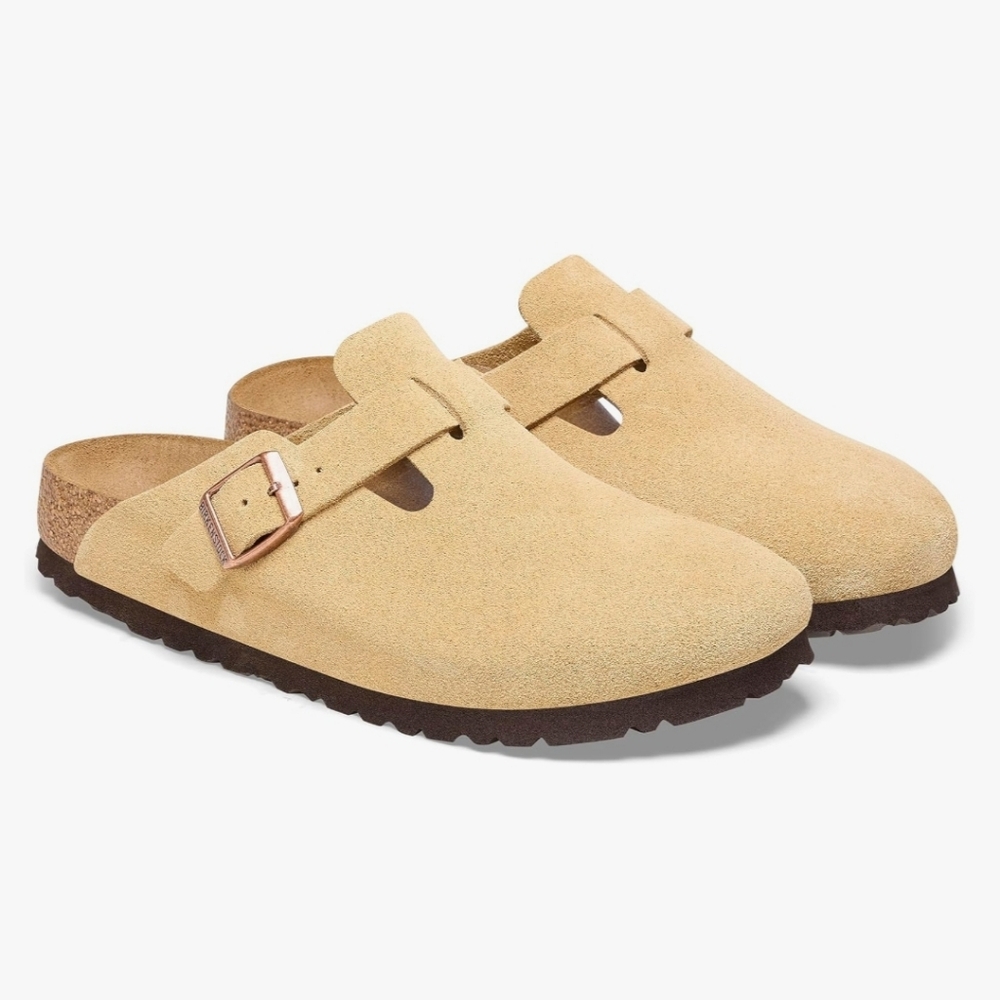 BIRKINSTOCK Tan Suede Slip-On Clogs
